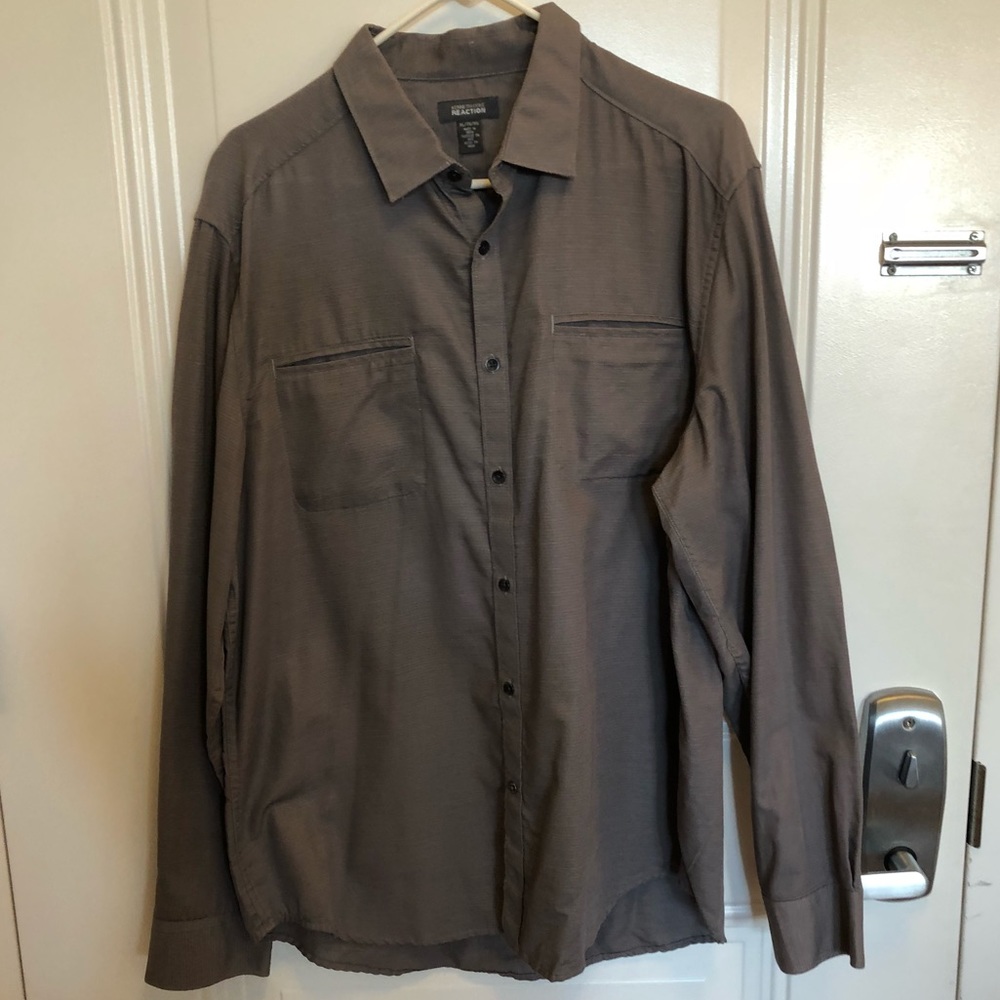 Kenneth Cole Reaction Button Down Gray Shirt XL - Picture 1 of 8